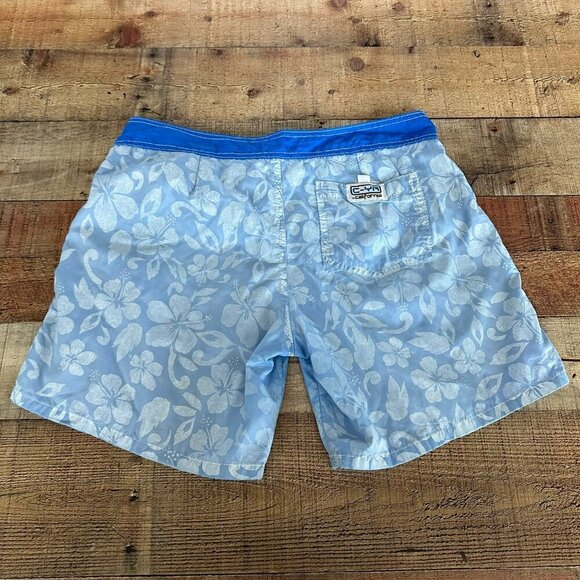 C-ya in California Women's Size XL Vintage Board Shorts in Blue Hawaiian Print - Picture 6 of 7